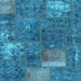 Square Patchwork Light Blue Transitional Rug, abs1258lblu