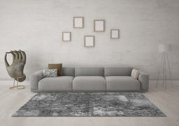 Machine Washable Patchwork Gray Transitional Rug in a Living Room,, wshabs1258gry
