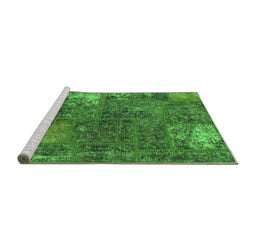 Sideview of Machine Washable Patchwork Green Transitional Area Rugs, wshabs1258grn