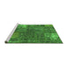 Sideview of Machine Washable Patchwork Green Transitional Area Rugs, wshabs1258grn