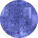 Round Patchwork Blue Transitional Rug, abs1258blu