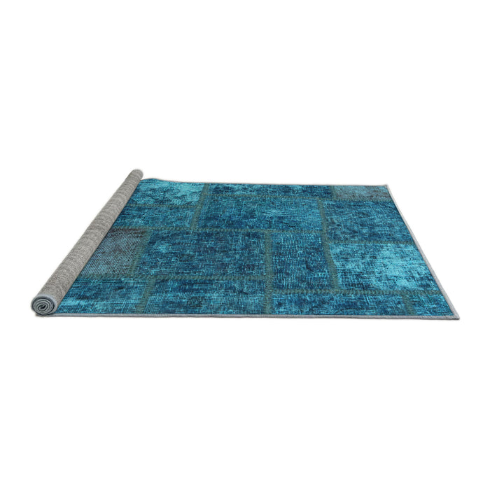 Sideview of Machine Washable Patchwork Light Blue Transitional Rug, wshabs1258lblu