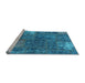 Sideview of Machine Washable Patchwork Light Blue Transitional Rug, wshabs1258lblu