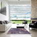 Square Abstract Purple Patchwork Rug in a Living Room, abs1258