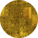 Round Patchwork Yellow Transitional Rug, abs1258yw