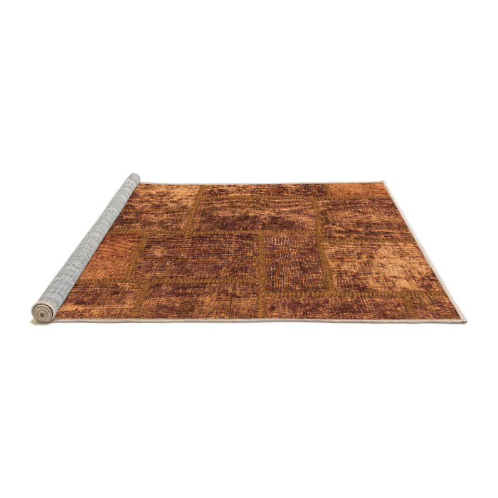 Sideview of Machine Washable Patchwork Orange Transitional Area Rugs, wshabs1258org