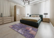 Machine Washable Abstract Purple Haze Purple Rug in a Bedroom, wshabs1258