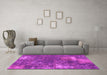 Machine Washable Patchwork Pink Transitional Rug in a Living Room, wshabs1258pnk