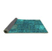 Sideview of Patchwork Turquoise Transitional Rug, abs1258turq