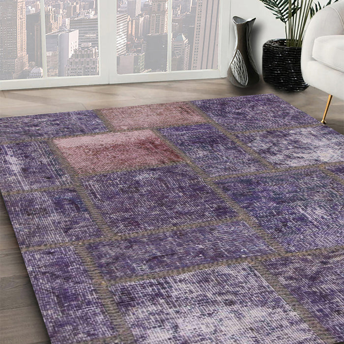 Machine Washable Abstract Purple Haze Purple Rug in a Family Room, wshabs1258