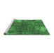 Sideview of Machine Washable Patchwork Emerald Green Transitional Area Rugs, wshabs1258emgrn