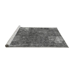 Sideview of Machine Washable Patchwork Gray Transitional Rug, wshabs1258gry