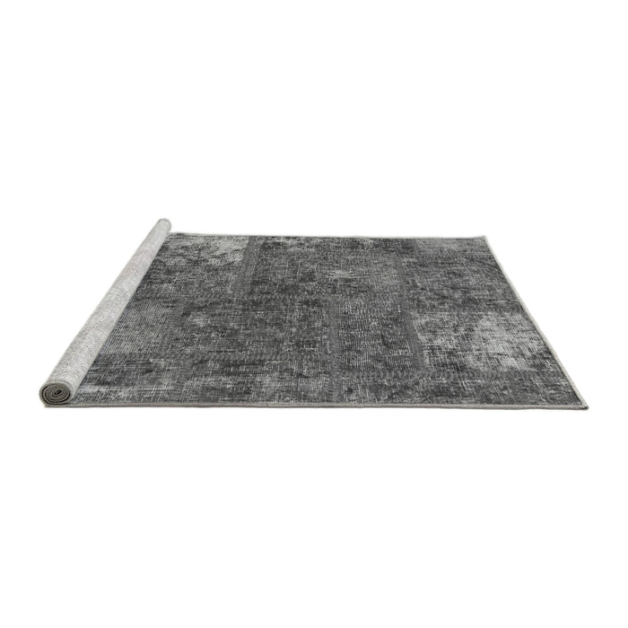 Sideview of Machine Washable Patchwork Gray Transitional Rug, wshabs1258gry
