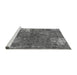 Sideview of Machine Washable Patchwork Gray Transitional Rug, wshabs1258gry