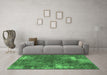 Machine Washable Patchwork Emerald Green Transitional Area Rugs in a Living Room,, wshabs1258emgrn