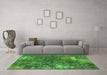 Machine Washable Patchwork Green Transitional Area Rugs in a Living Room,, wshabs1258grn