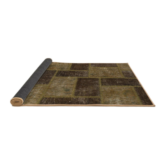 Sideview of Abstract Bakers Brown Patchwork Rug, abs1259