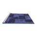Sideview of Machine Washable Patchwork Blue Transitional Rug, wshabs1259blu