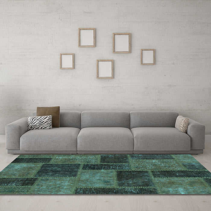 Machine Washable Patchwork Light Blue Transitional Rug in a Living Room, wshabs1259lblu