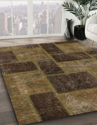 Abstract Bakers Brown Patchwork Rug, abs1259