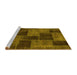 Sideview of Machine Washable Patchwork Yellow Transitional Rug, wshabs1259yw