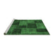 Sideview of Machine Washable Patchwork Emerald Green Transitional Area Rugs, wshabs1259emgrn