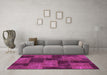 Machine Washable Patchwork Pink Transitional Rug in a Living Room, wshabs1259pnk