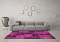 Machine Washable Patchwork Pink Transitional Rug, wshabs1259pnk