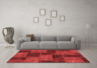 Machine Washable Patchwork Red Transitional Rug, wshabs1259red