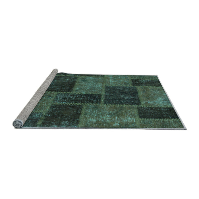 Sideview of Machine Washable Patchwork Light Blue Transitional Rug, wshabs1259lblu