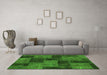 Machine Washable Patchwork Green Transitional Area Rugs in a Living Room,, wshabs1259grn