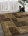 Abstract Bakers Brown Patchwork Rug in Family Room, abs1259