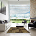 Square Abstract Bakers Brown Patchwork Rug in a Living Room, abs1259