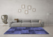 Machine Washable Patchwork Blue Transitional Rug in a Living Room, wshabs1259blu