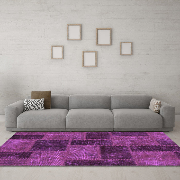 Machine Washable Patchwork Purple Transitional Area Rugs in a Living Room, wshabs1259pur