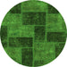 Round Patchwork Green Transitional Rug, abs1259grn