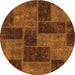 Round Patchwork Orange Transitional Rug, abs1259org