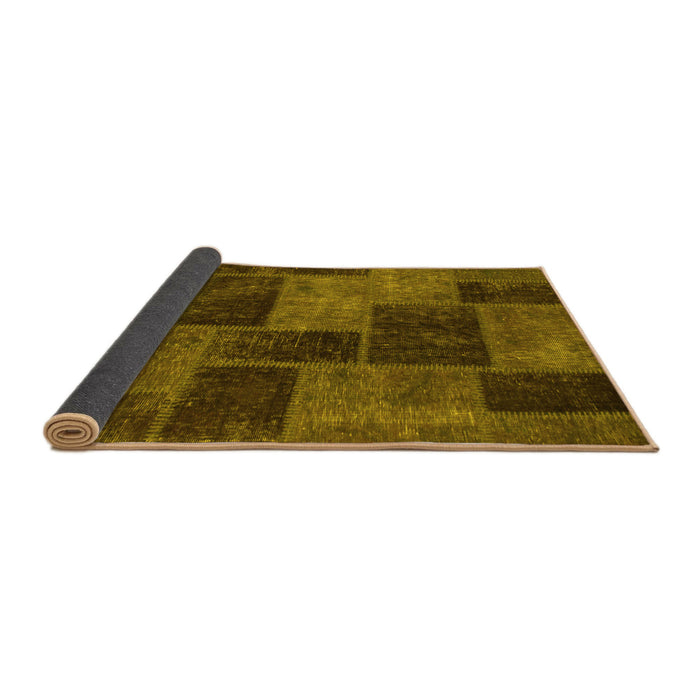 Sideview of Patchwork Yellow Transitional Rug, abs1259yw