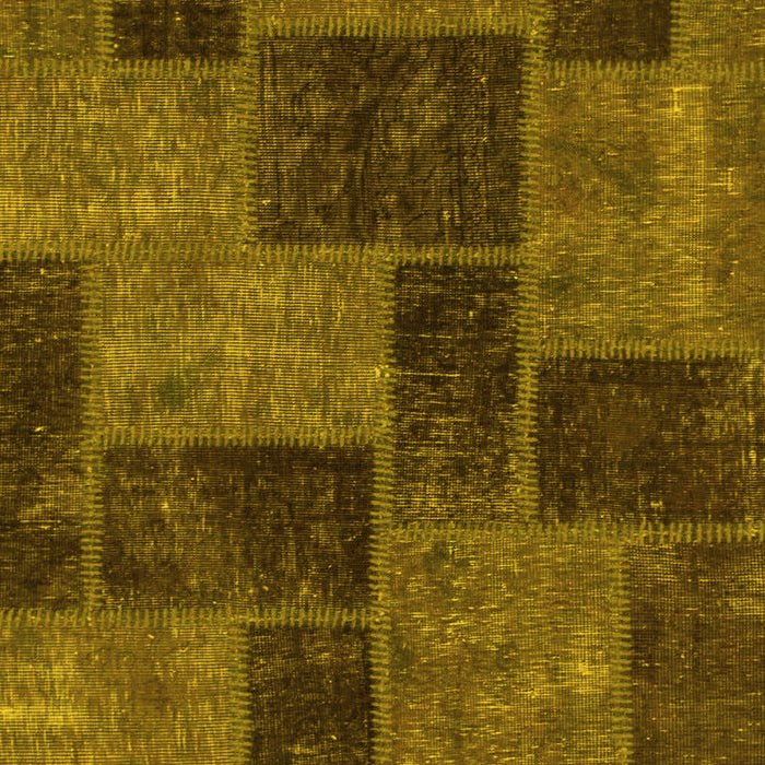 Machine Washable Patchwork Yellow Transitional Rug, wshabs1259yw