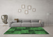 Machine Washable Patchwork Emerald Green Transitional Area Rugs in a Living Room,, wshabs1259emgrn