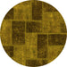 Round Patchwork Yellow Transitional Rug, abs1259yw