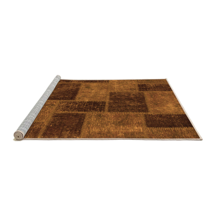 Sideview of Machine Washable Patchwork Orange Transitional Area Rugs, wshabs1259org