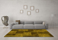 Machine Washable Patchwork Yellow Transitional Rug, wshabs1259yw