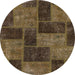Round Machine Washable Abstract Bakers Brown Rug, wshabs1259