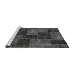 Sideview of Machine Washable Patchwork Gray Transitional Rug, wshabs1259gry