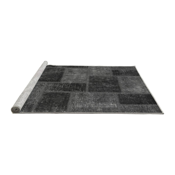 Sideview of Machine Washable Patchwork Gray Transitional Rug, wshabs1259gry