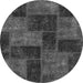 Round Machine Washable Patchwork Gray Transitional Rug, wshabs1259gry