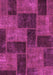 Machine Washable Patchwork Pink Transitional Rug, wshabs1259pnk