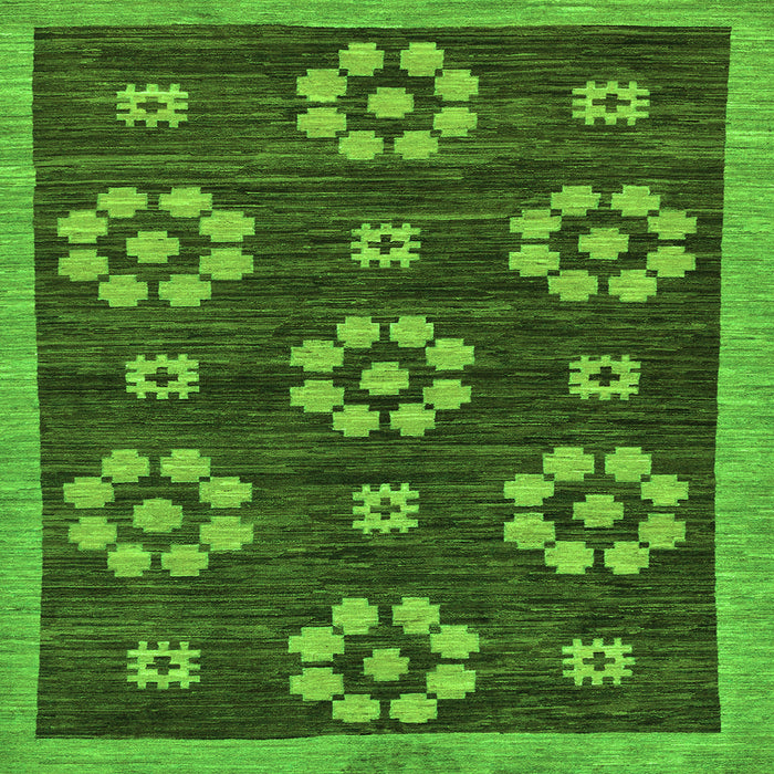 Square Abstract Green Modern Rug, abs125grn