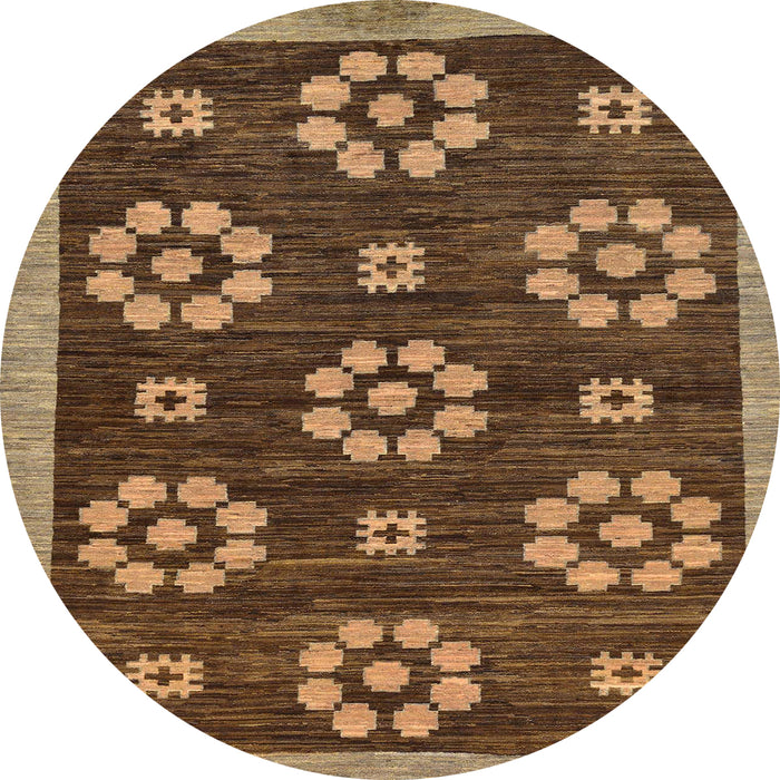 Round Machine Washable Abstract Red Brown Rug, wshabs125
